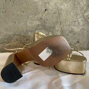 ASOS Design Women’a Strap Platform Heels in Gold